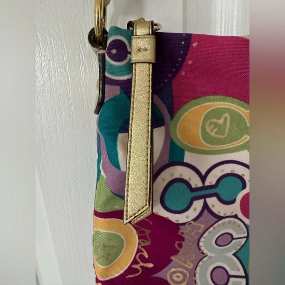 Rare Vintage Retro Multicolor Coach Poppy Pop C Graphic Art Canvas Crossbody Bag - Picture 5 of 13